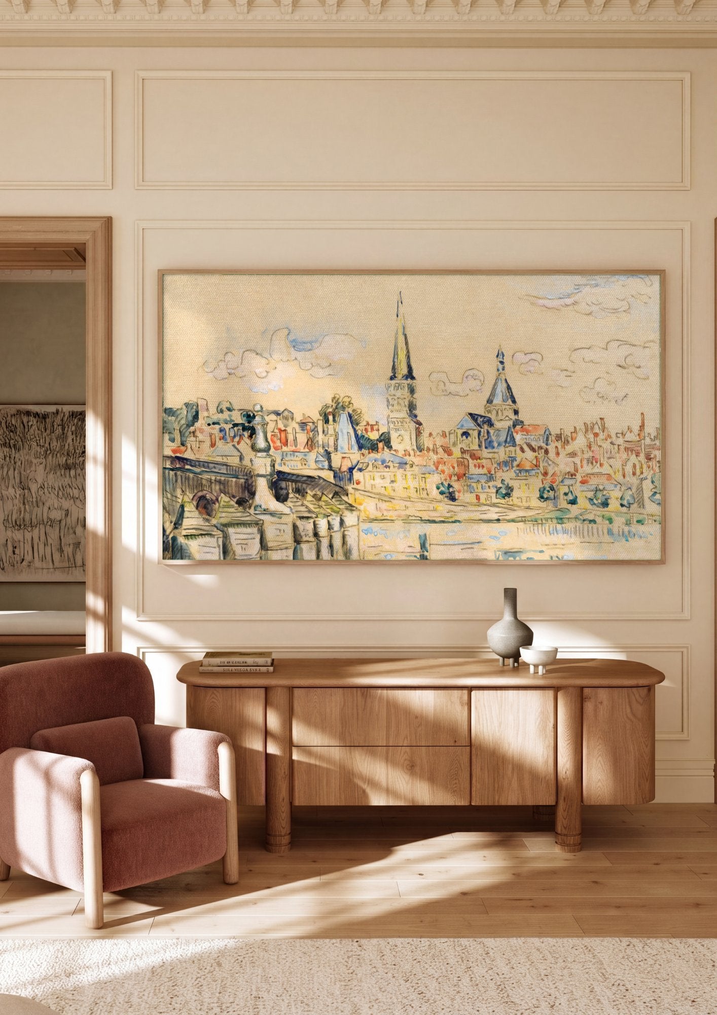Quadro Decorativo La Charité-sur-Loire - Paul Signac em ambiente decorado