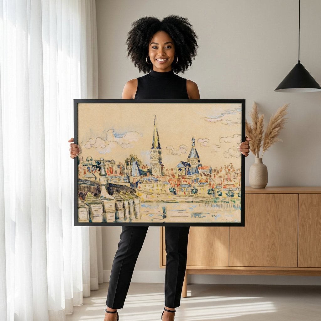 Quadro Decorativo La Charité-sur-Loire - Paul Signac com modelo em ambiente