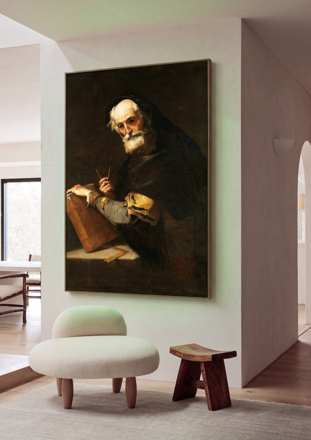 Quadro Decorativo O Geômetra - Jusepe de Ribera em ambiente decorado