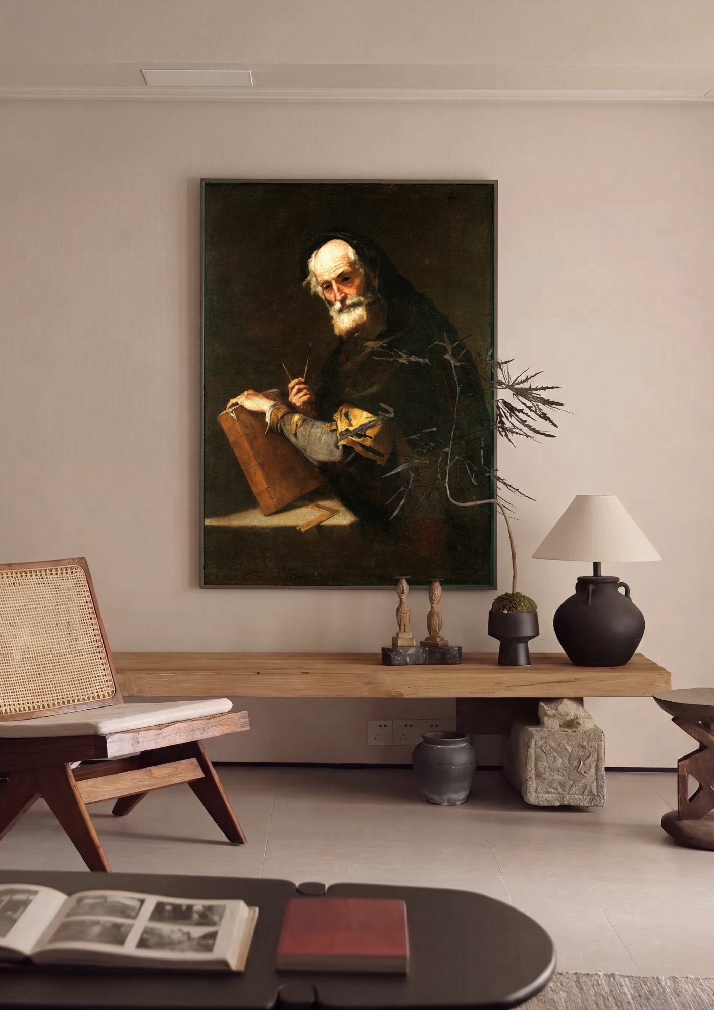 Quadro Decorativo O Geômetra - Jusepe de Ribera em ambiente decorado