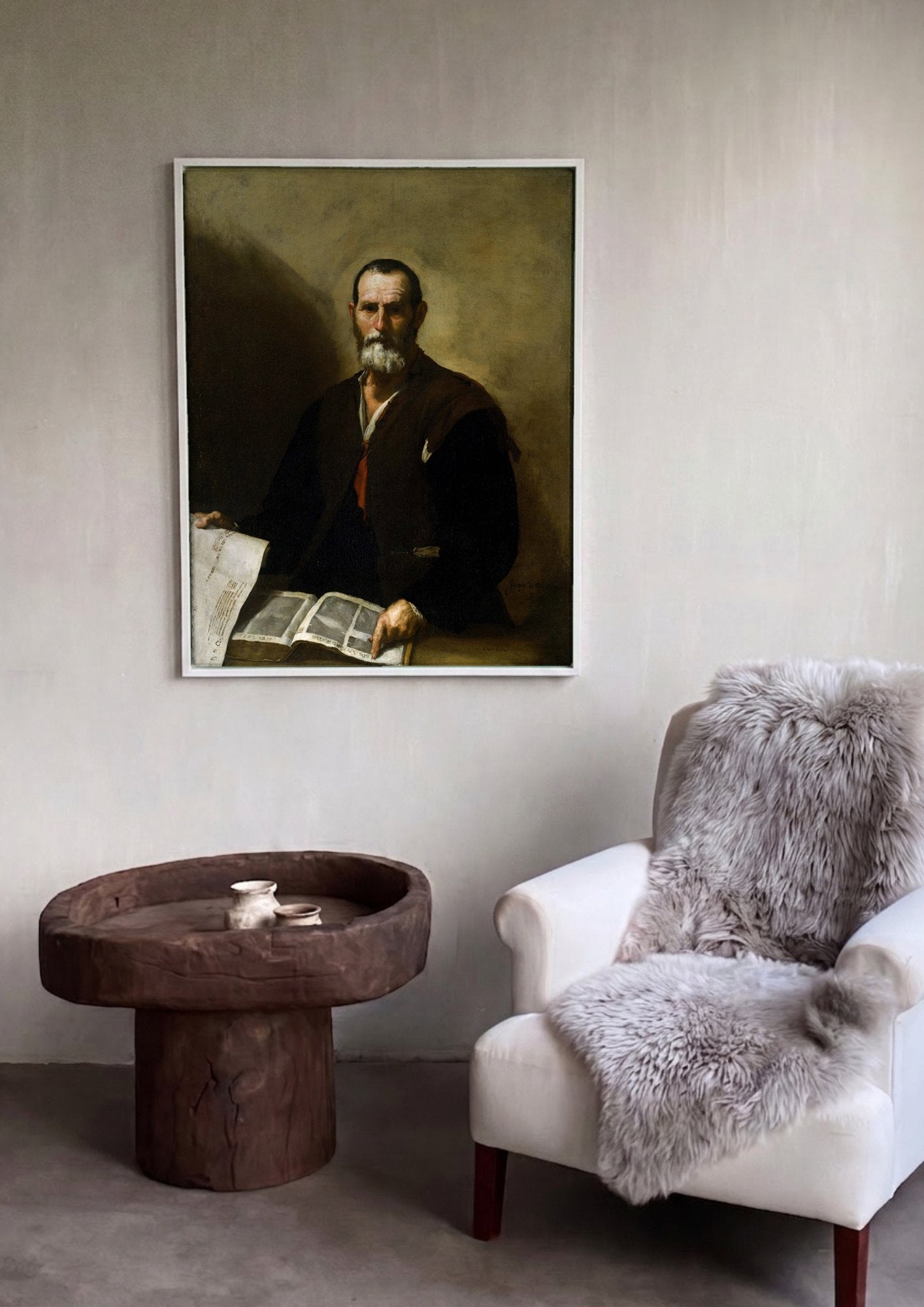 Quadro Decorativo O Geômetra - Jusepe de Ribera em ambiente decorado