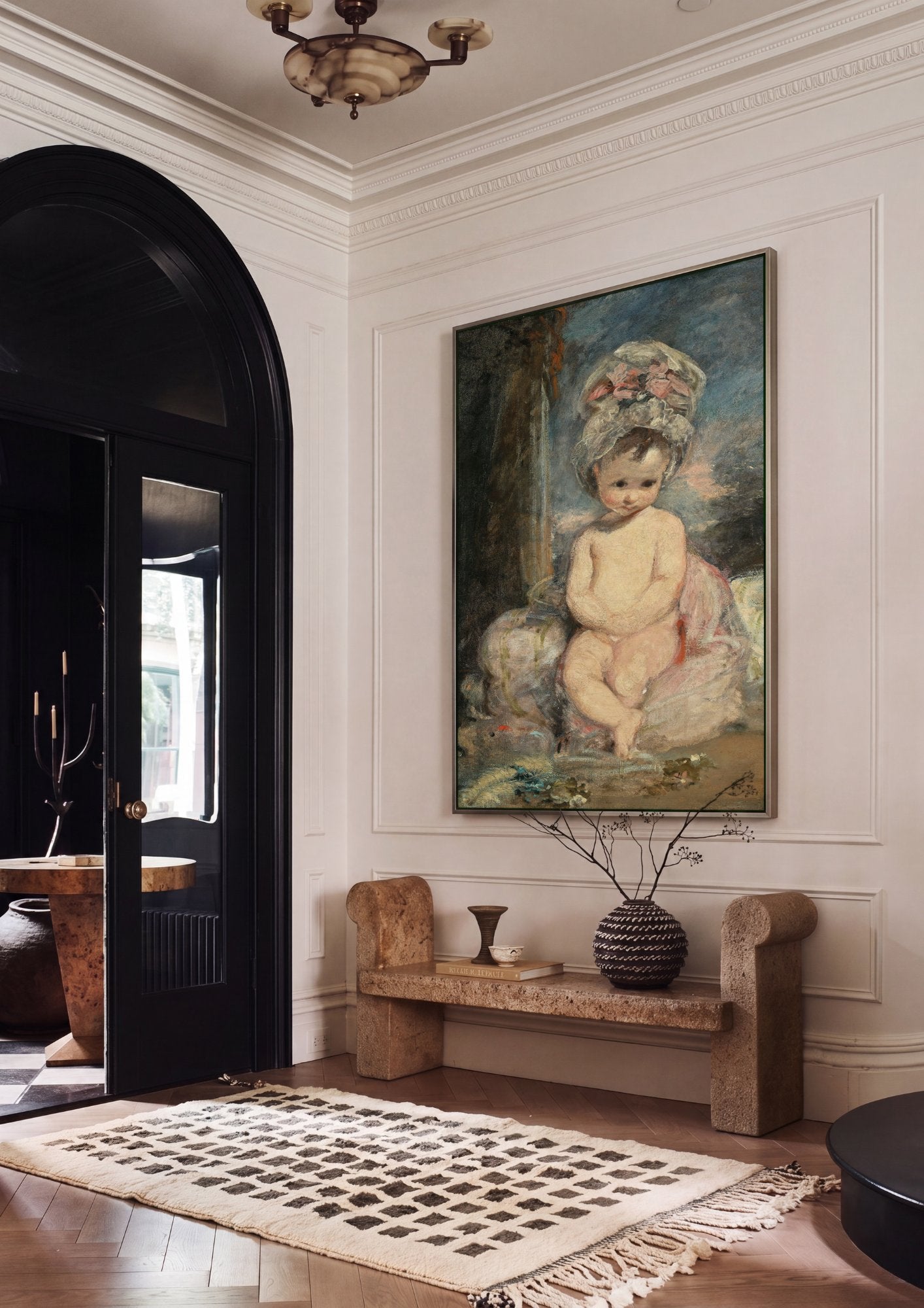 Quadro Decorativo Criança com Touca de Renda - Sir Joshua Reynolds em ambiente decorado