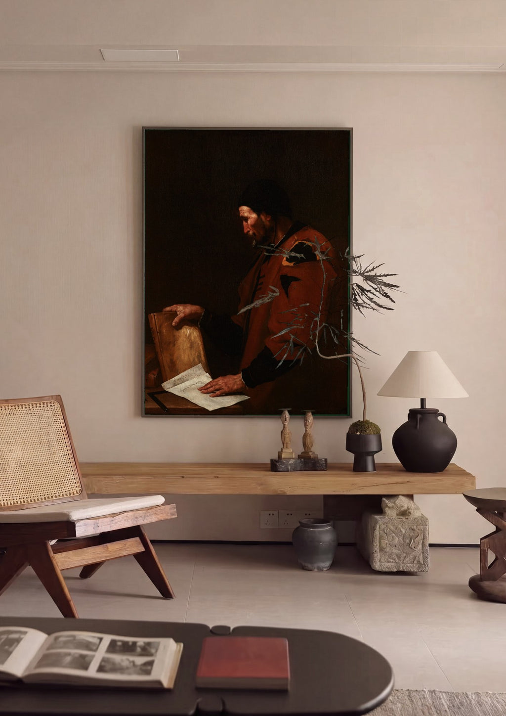 Quadro Decorativo O Geômetra - Jusepe de Ribera em ambiente decorado