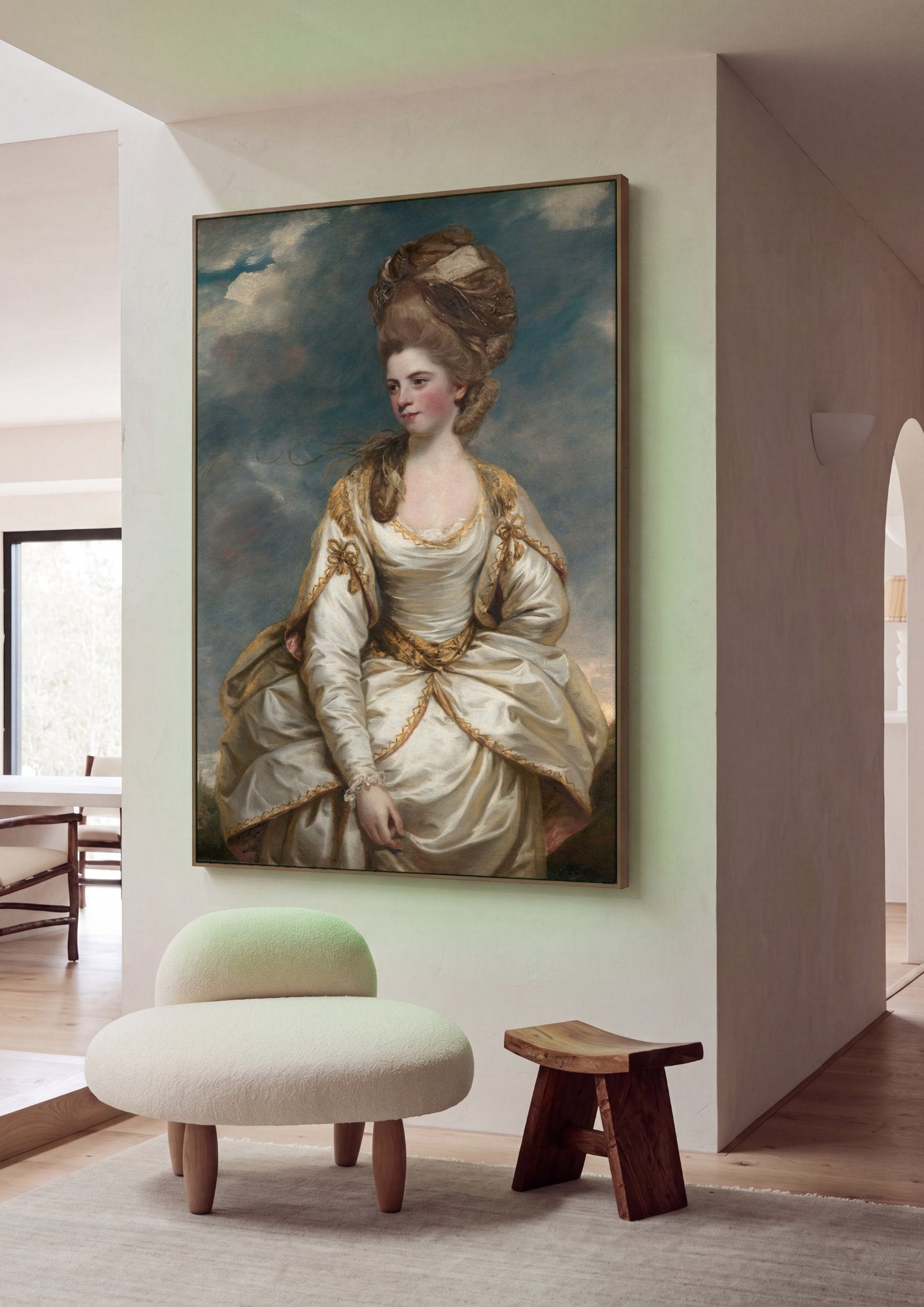 Quadro Decorativo Senhora com Traje de Seda - Sir Joshua Reynolds em ambiente decorado