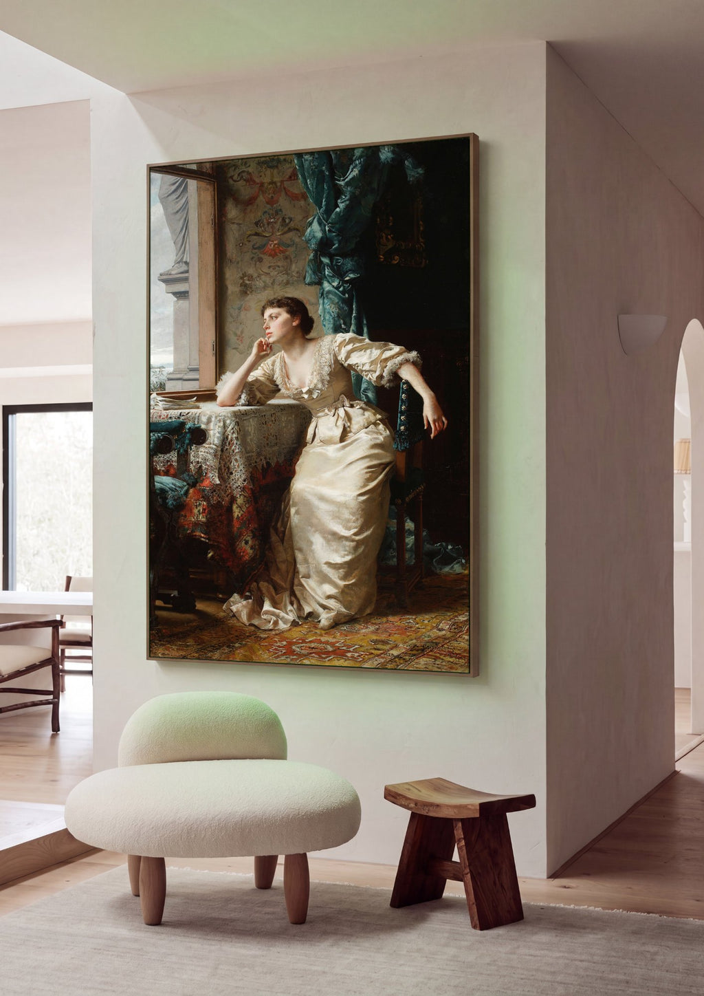 Quadro Decorativo A Dama do Vestido de Seda - W. Czachórski em ambiente decorado