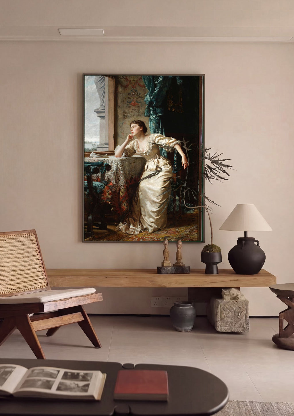 Quadro Decorativo A Dama do Vestido de Seda - W. Czachórski em ambiente decorado