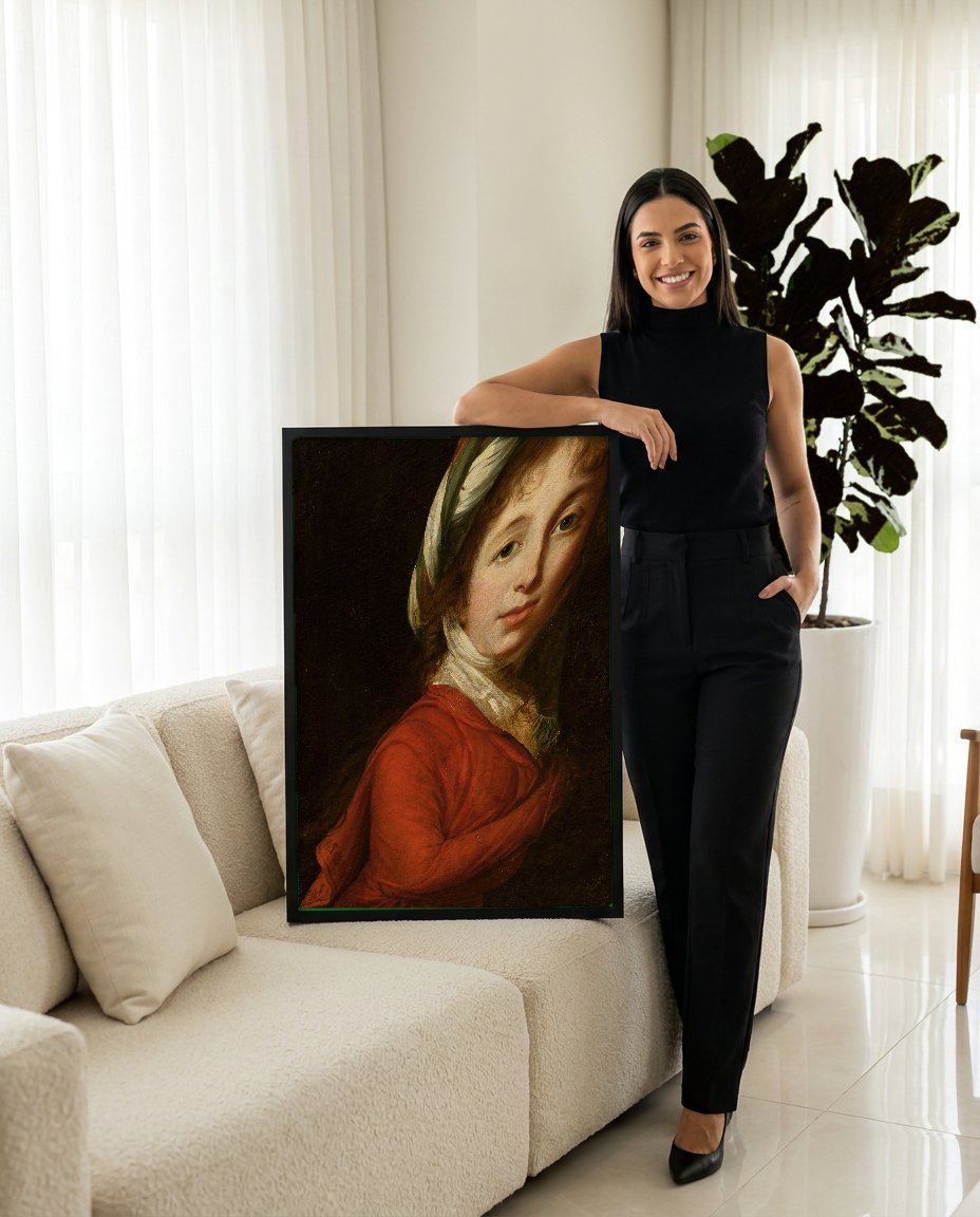 Quadro Decorativo Senhora com Turbante - Vigée Le Brun com modelo em ambiente