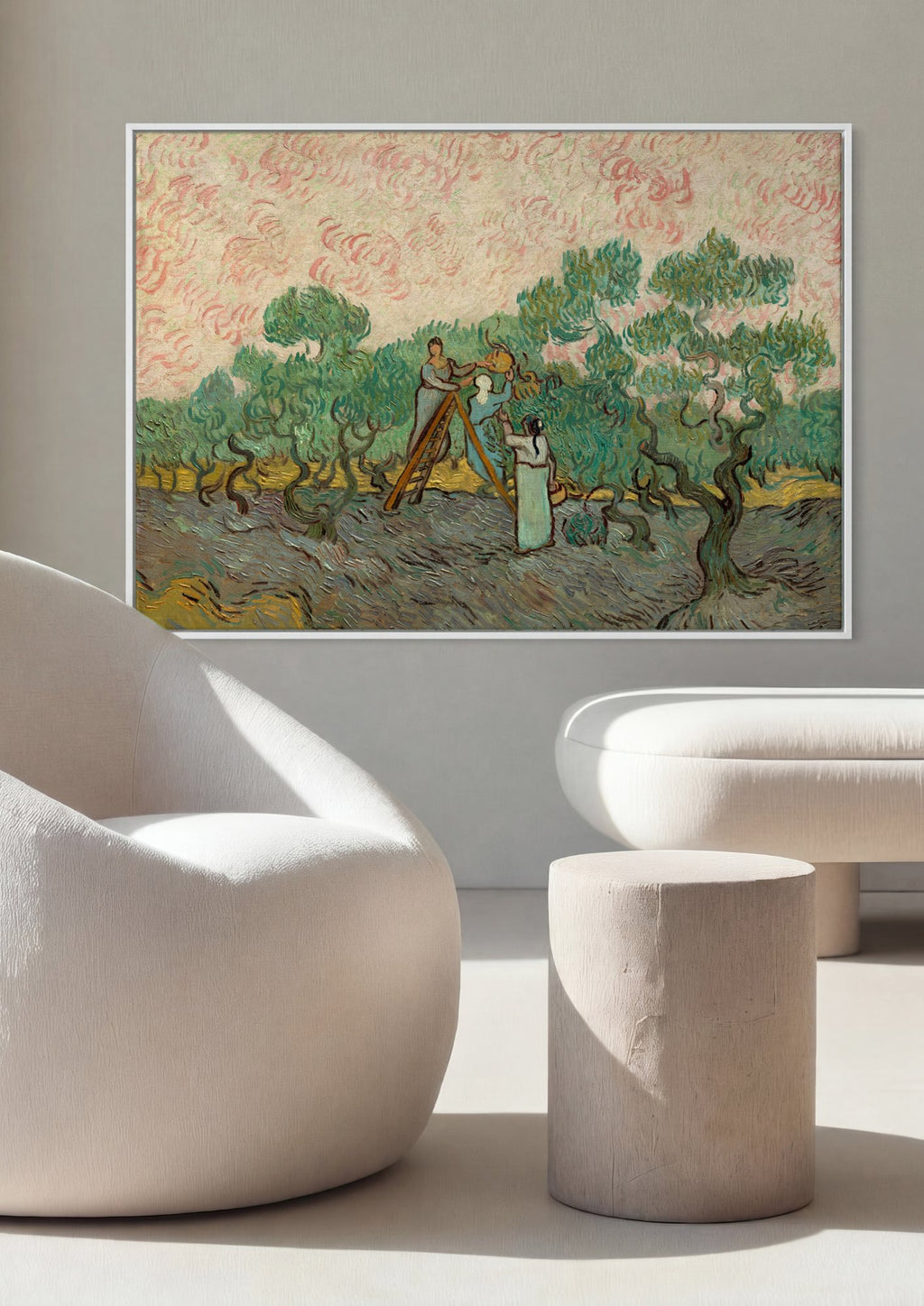 Quadro Decorativo A Colheita de Azeite - Van Gogh em ambiente decorado