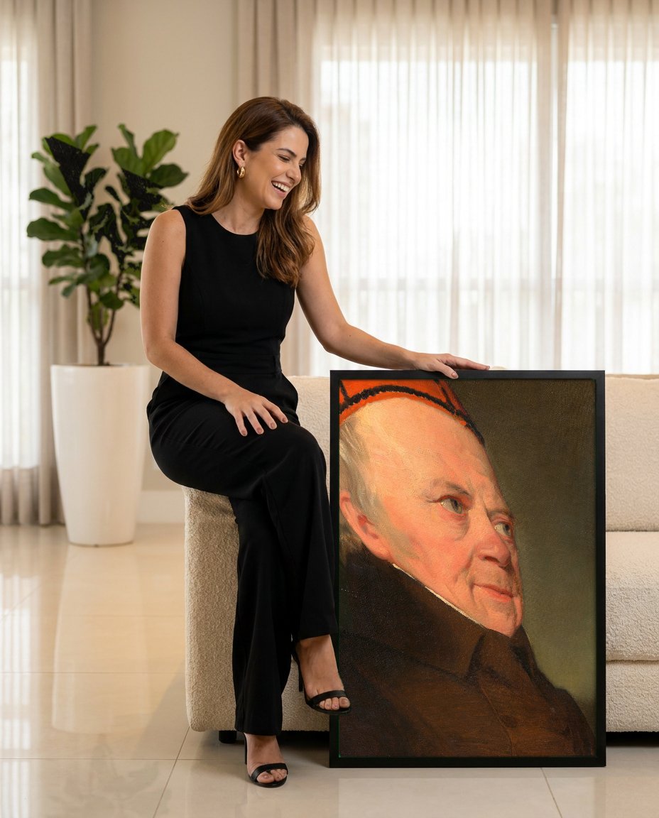 Quadro Decorativo Retrato de um Cardeal - Amerling com modelo em ambiente