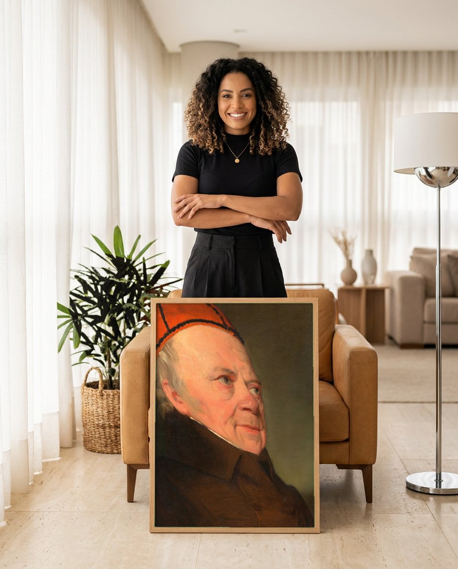 Quadro Decorativo Retrato de um Cardeal - Amerling com modelo em ambiente