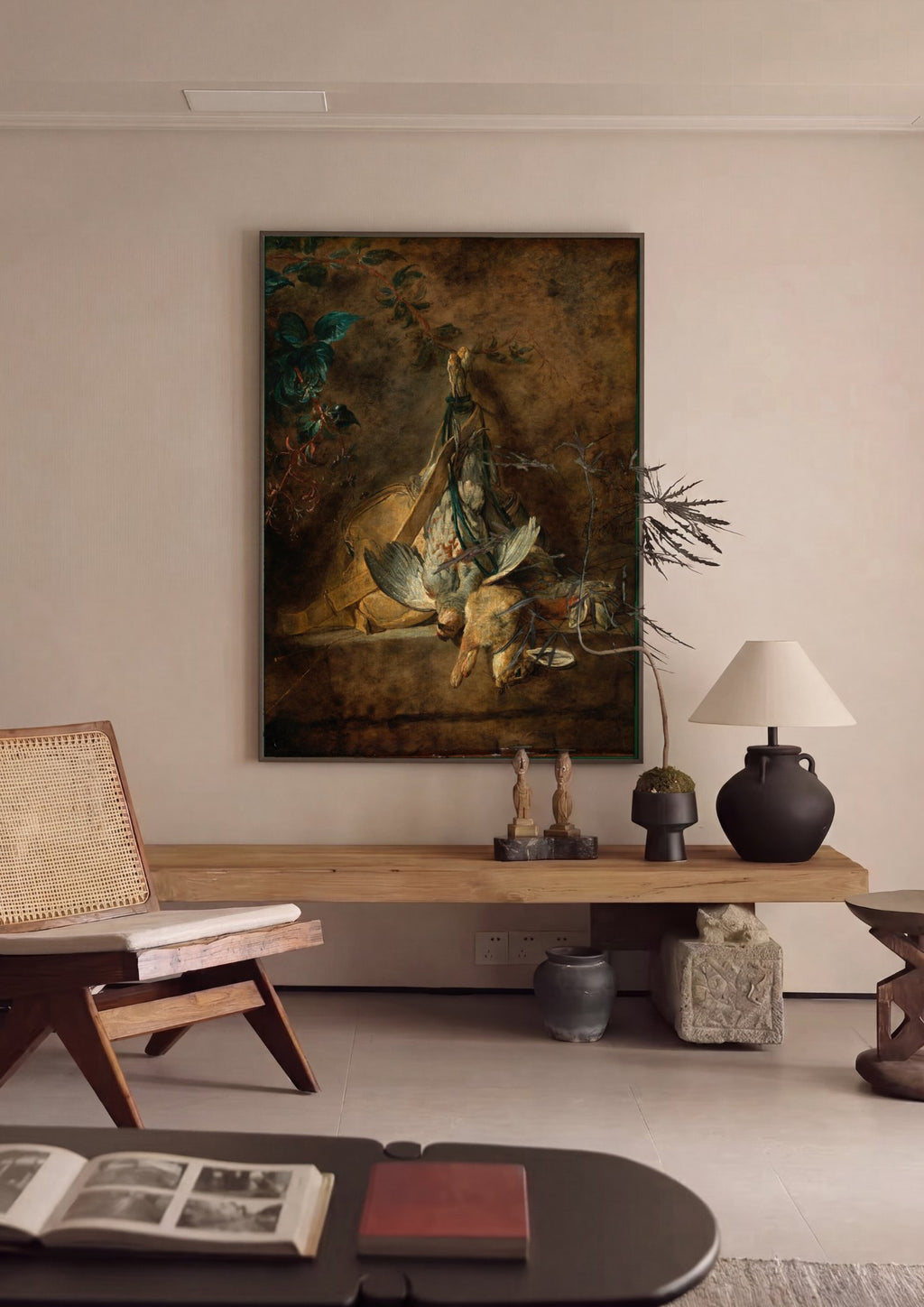 Quadro Decorativo A Lebre e o Pato - Jean Siméon Chardin em ambiente decorado