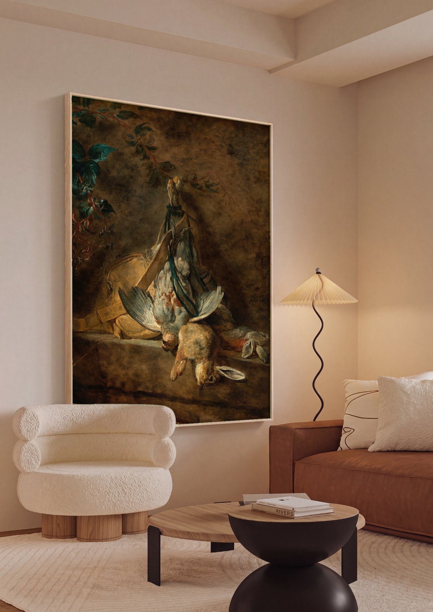 Quadro Decorativo A Lebre e o Pato - Jean Siméon Chardin em ambiente decorado