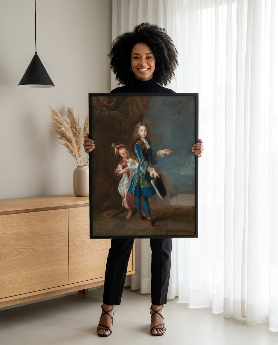Quadro Decorativo Retrato de Menino - Jean François de Troy com modelo em ambiente