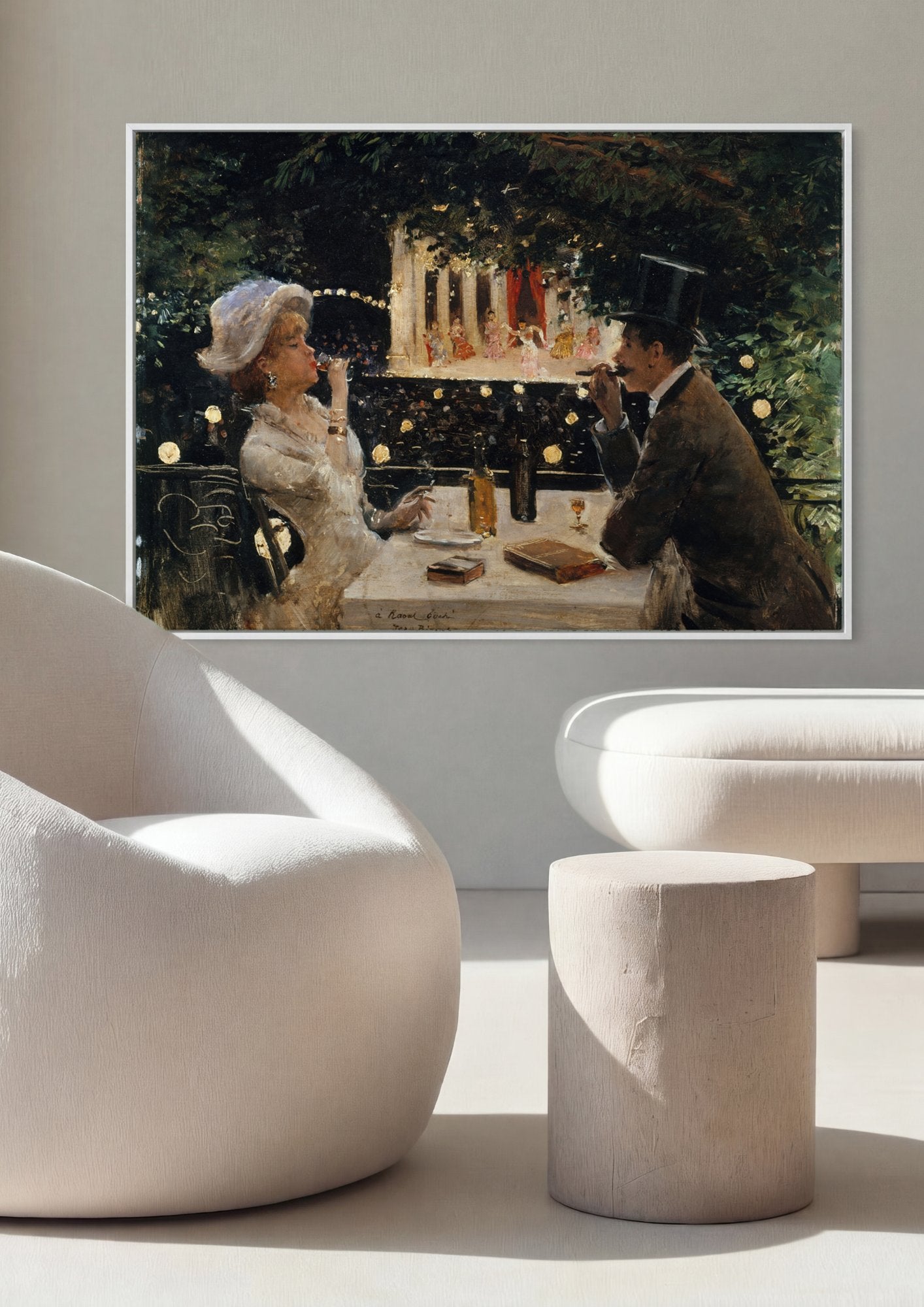 Quadro Decorativo 'A Noite no Jardim' - Jean Béraud em ambiente decorado
