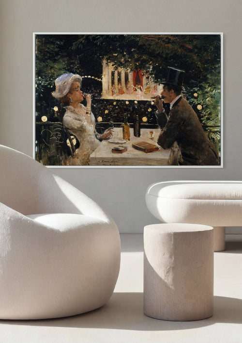 Quadro Decorativo 'A Noite no Jardim' - Jean Béraud em ambiente decorado