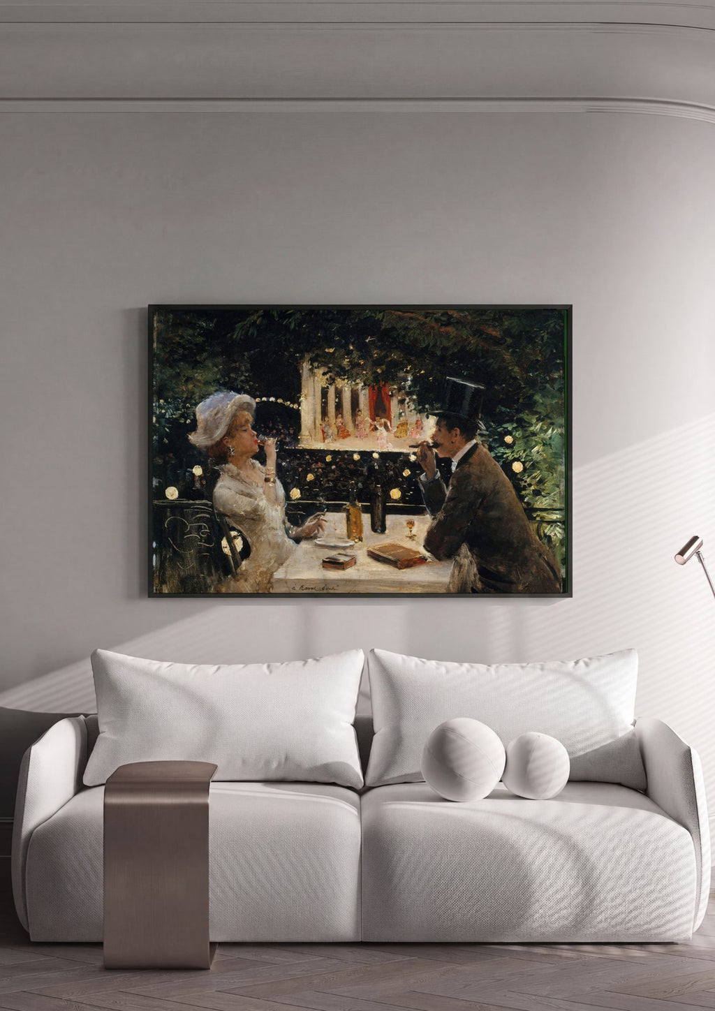 Quadro Decorativo 'A Noite no Jardim' - Jean Béraud em ambiente decorado