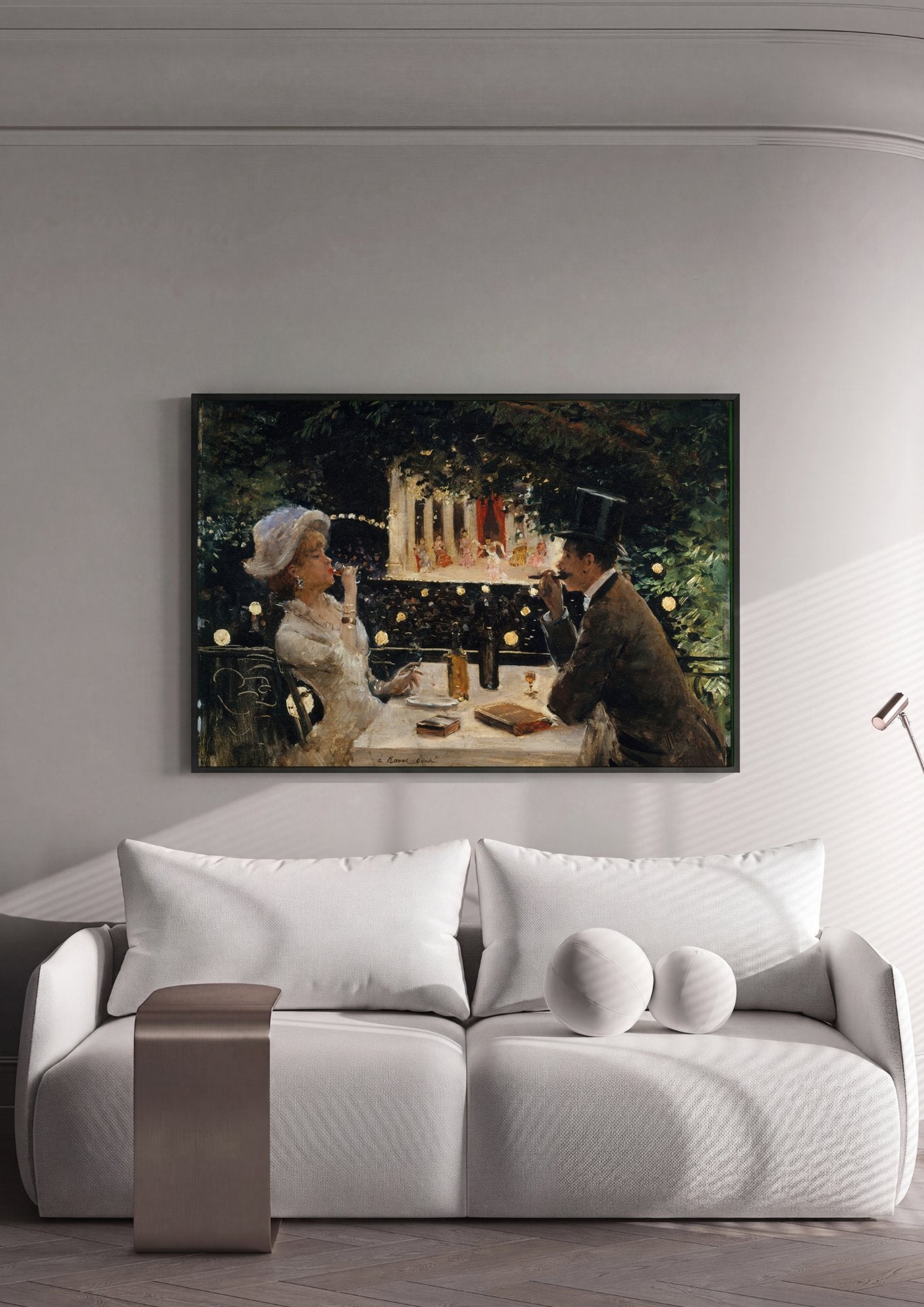 Quadro Decorativo 'A Noite no Jardim' - Jean Béraud em ambiente decorado