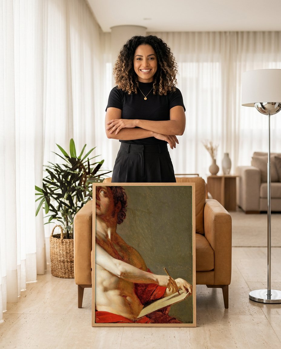 Quadro Decorativo Homem Escrevendo - Jean-Auguste Ingres com modelo em ambiente