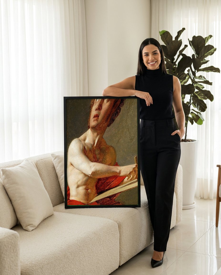 Quadro Decorativo Homem Escrevendo - Jean-Auguste Ingres com modelo em ambiente