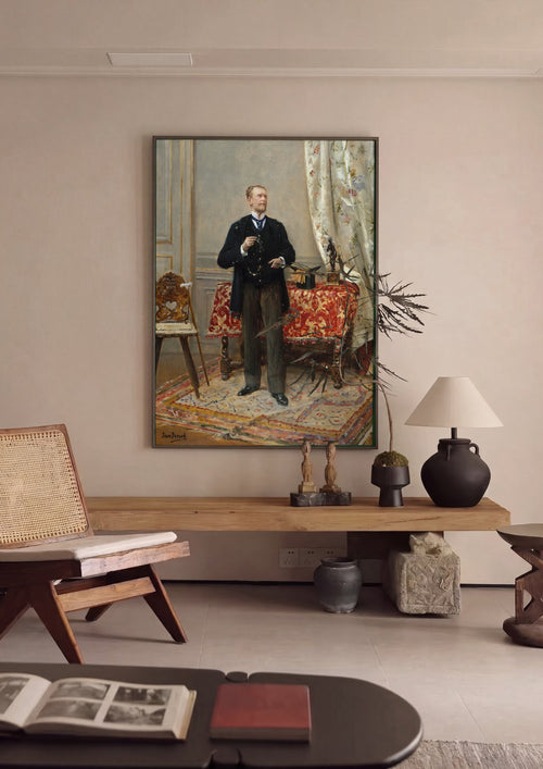 Quadro Decorativo 'O Amador de Arte' - Jean Béraud em ambiente decorado