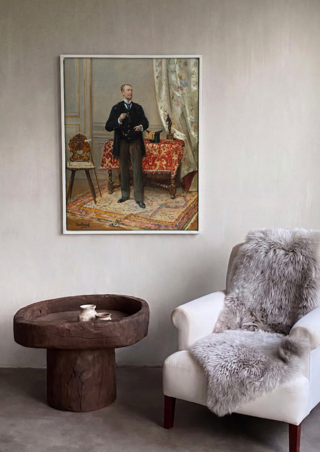 Quadro Decorativo 'O Amador de Arte' - Jean Béraud em ambiente decorado