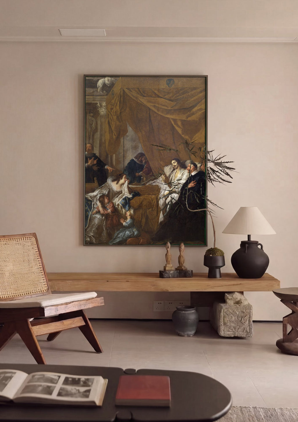 Quadro Decorativo A Morte de Dario - Jean François de Troy em ambiente decorado