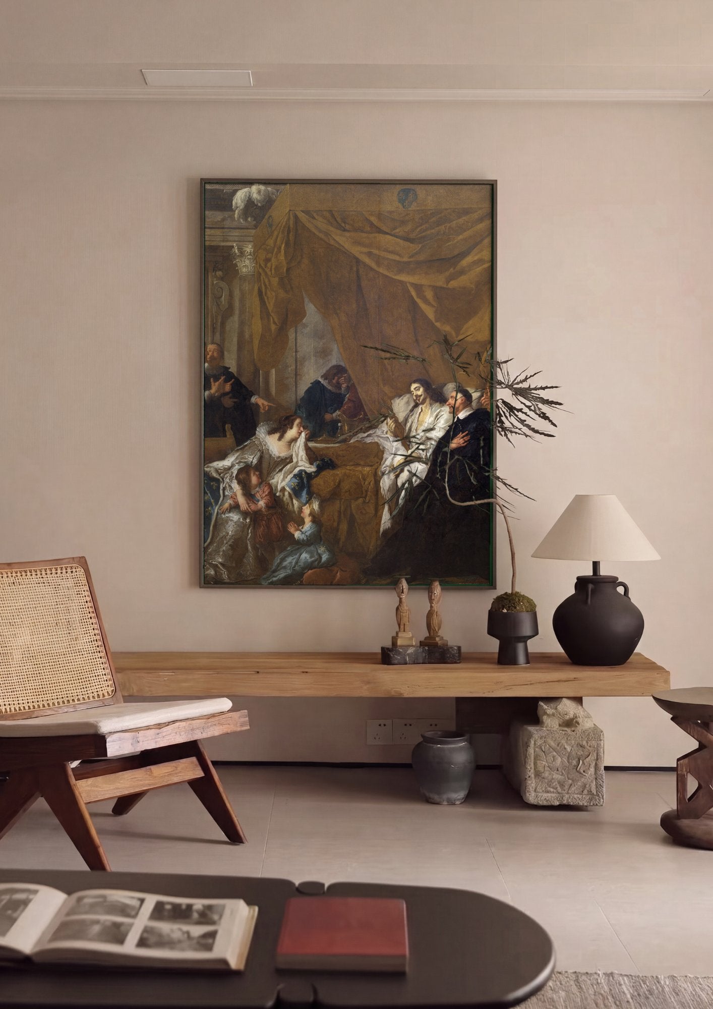 Quadro Decorativo A Morte de Dario - Jean François de Troy em ambiente decorado