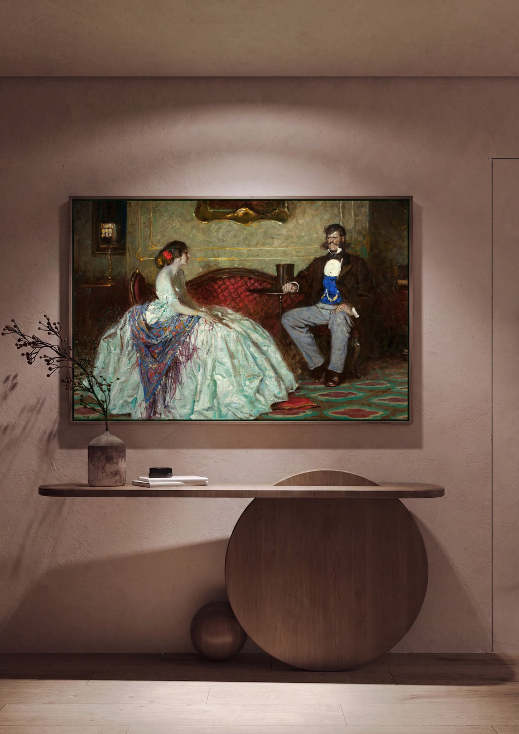 Quadro Decorativo A Conversa Íntima - Dean Cornwell em ambiente decorado