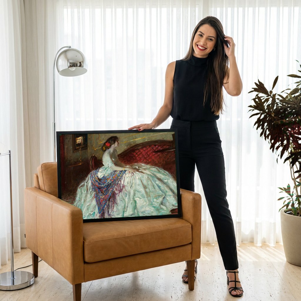 Quadro Decorativo A Conversa Íntima - Dean Cornwell com modelo em ambiente