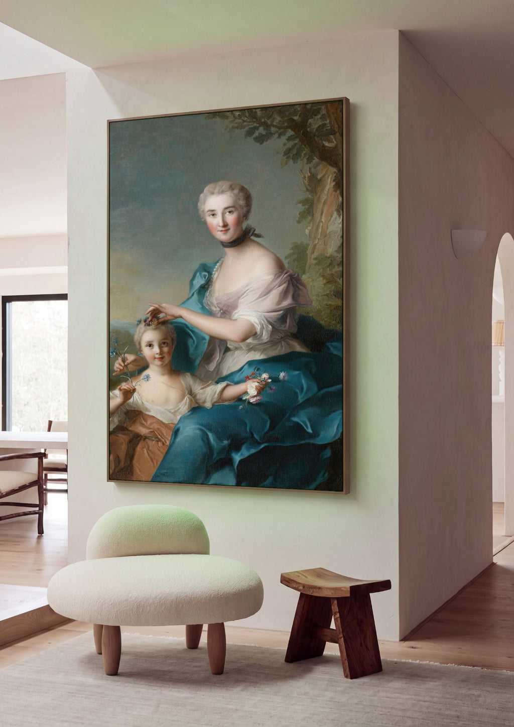 Quadro Decorativo Senhora e Criança - Jean Marc Nattier em ambiente decorado