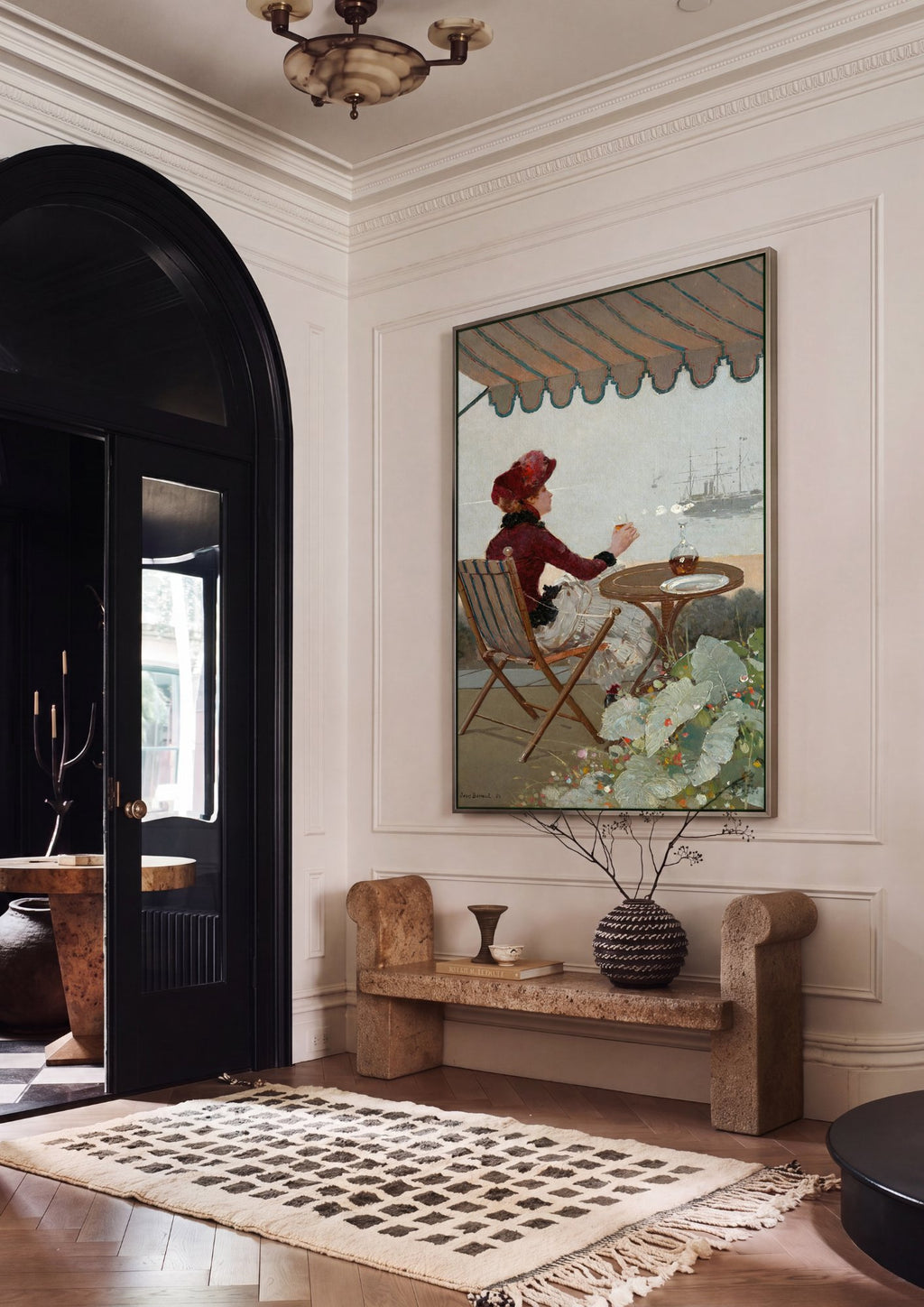 Quadro Decorativo A Dama no Terraço - Jean Béraud em ambiente decorado