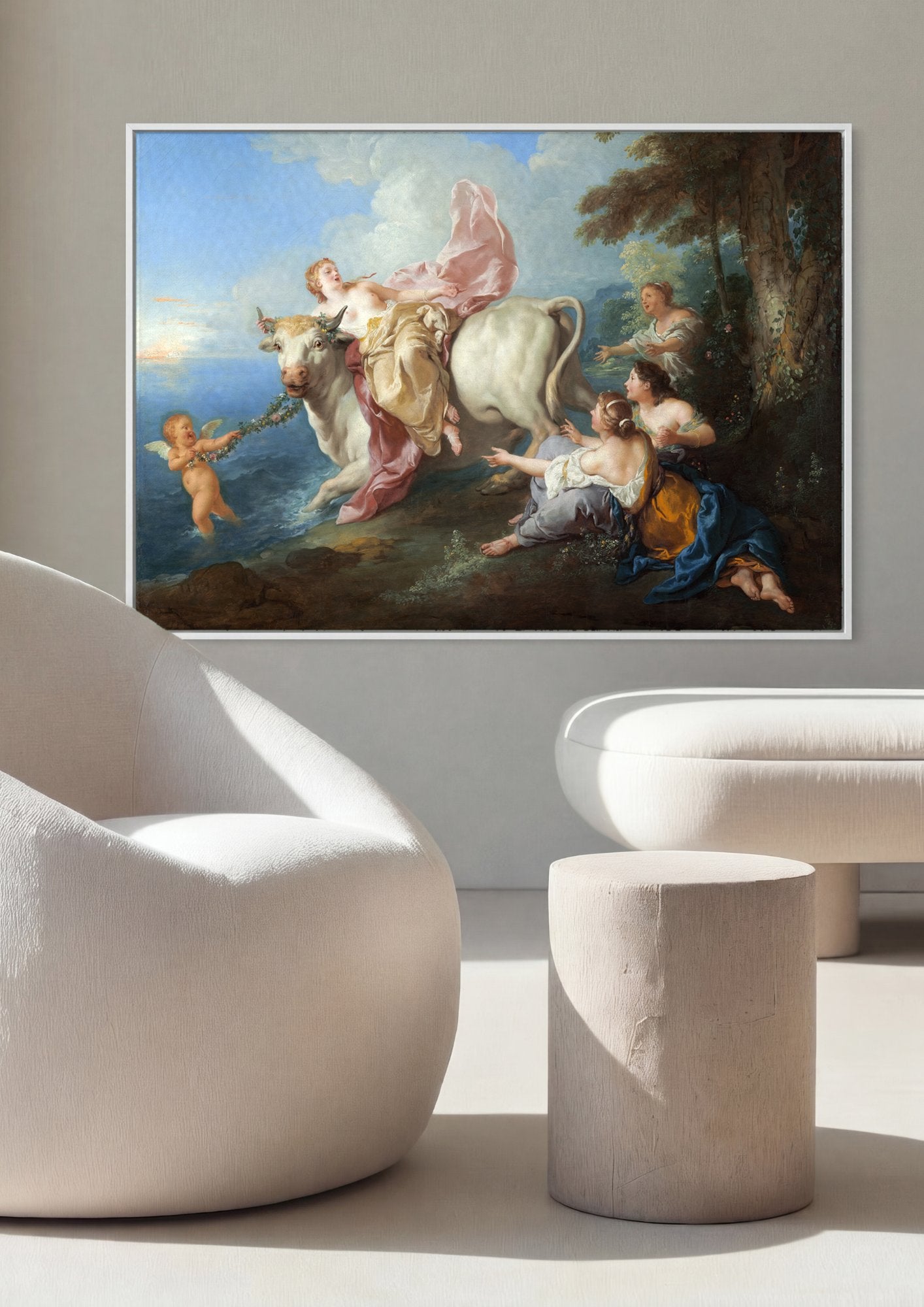 Quadro Decorativo O Rapto de Europa - Jean François de Troy em ambiente decorado