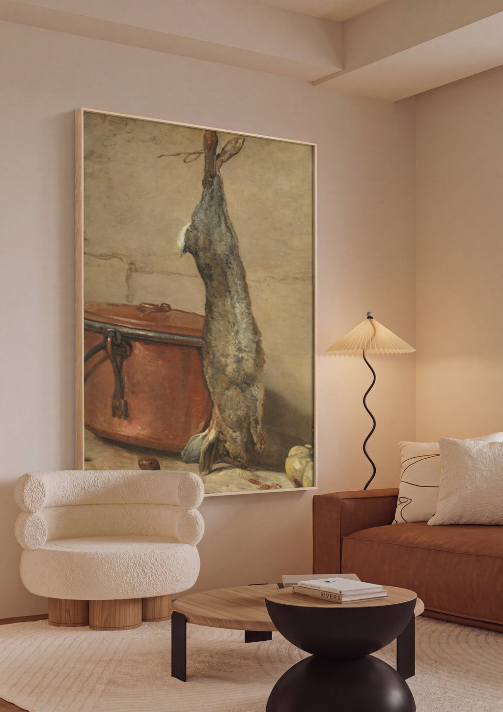 Quadro Decorativo A Lebre e o Tacho - Jean Siméon Chardin em ambiente decorado