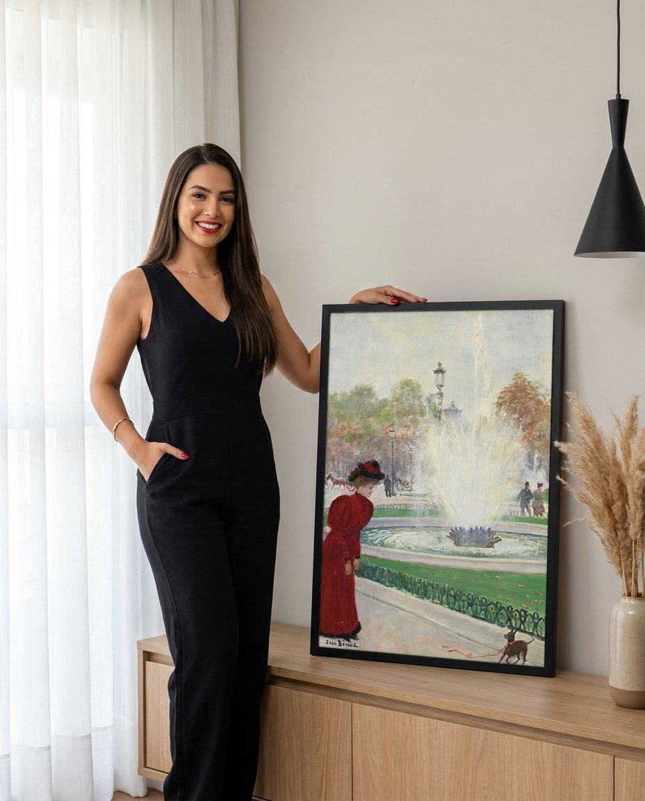 Quadro Decorativo A Fonte do Parque - Jean Béraud com modelo em ambiente