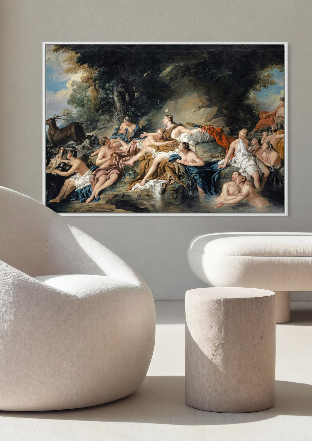 Quadro Decorativo O Banho de Diana - Jean François de Troy em ambiente decorado