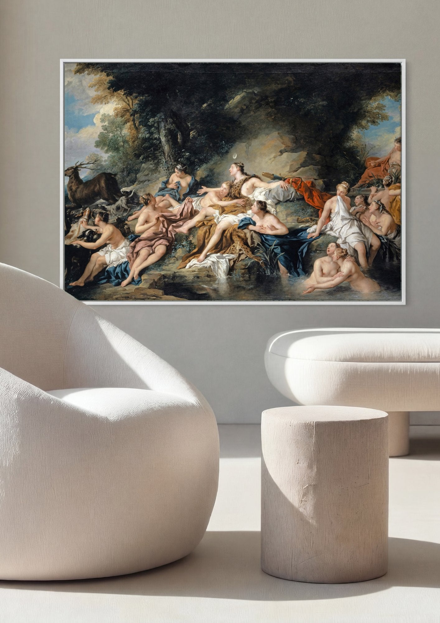 Quadro Decorativo O Banho de Diana - Jean François de Troy em ambiente decorado