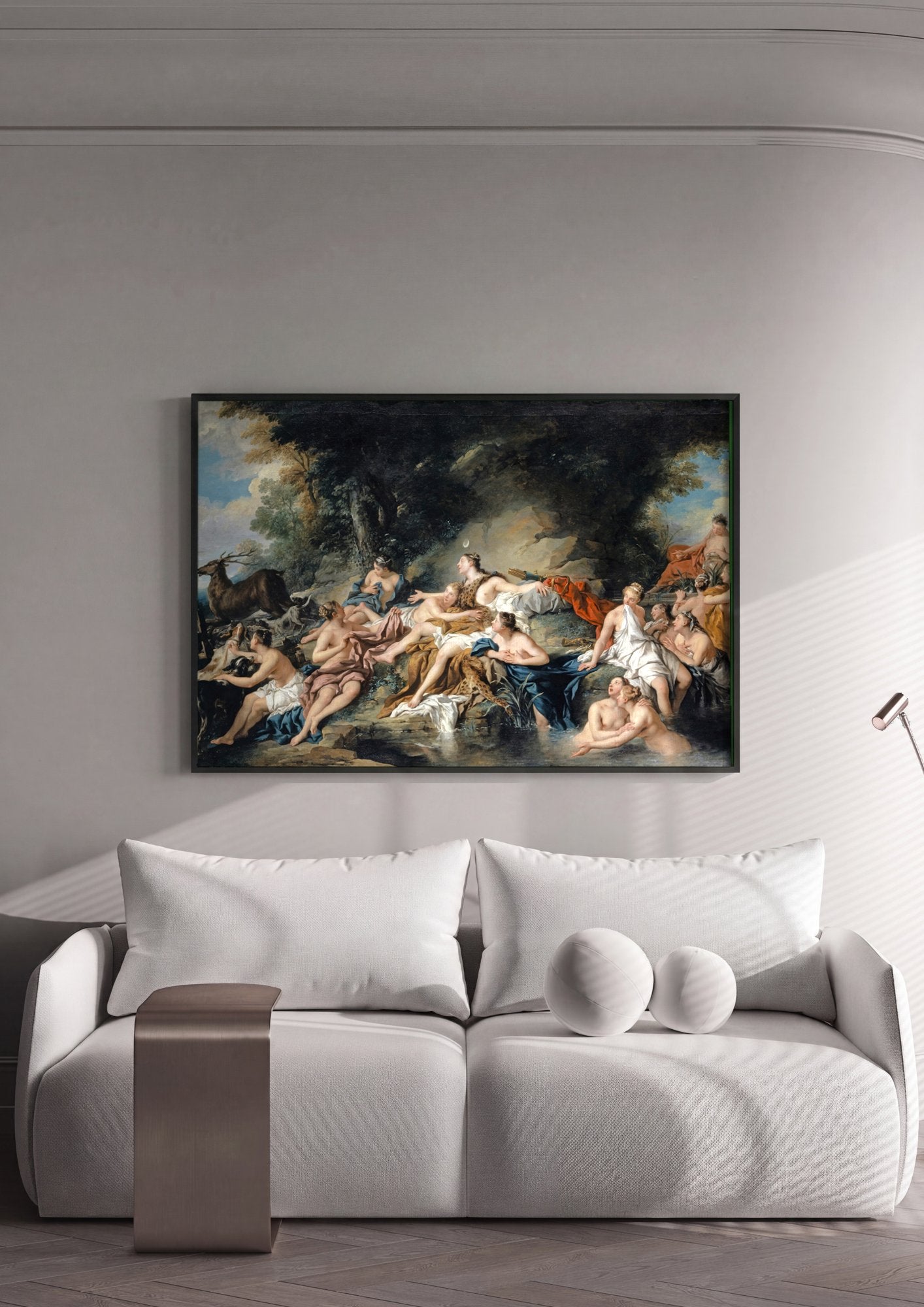 Quadro Decorativo O Banho de Diana - Jean François de Troy em ambiente decorado