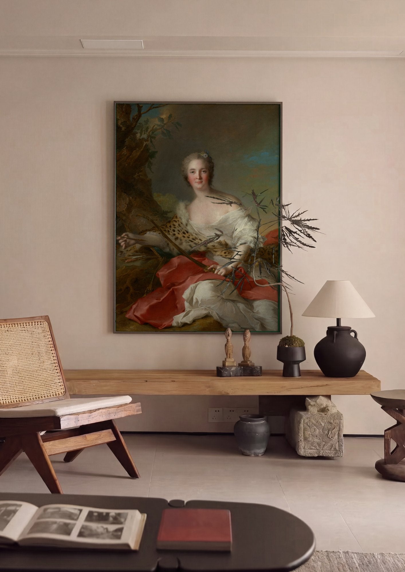 Quadro Decorativo Senhora com Arco - Jean-Marc Nattier em ambiente decorado