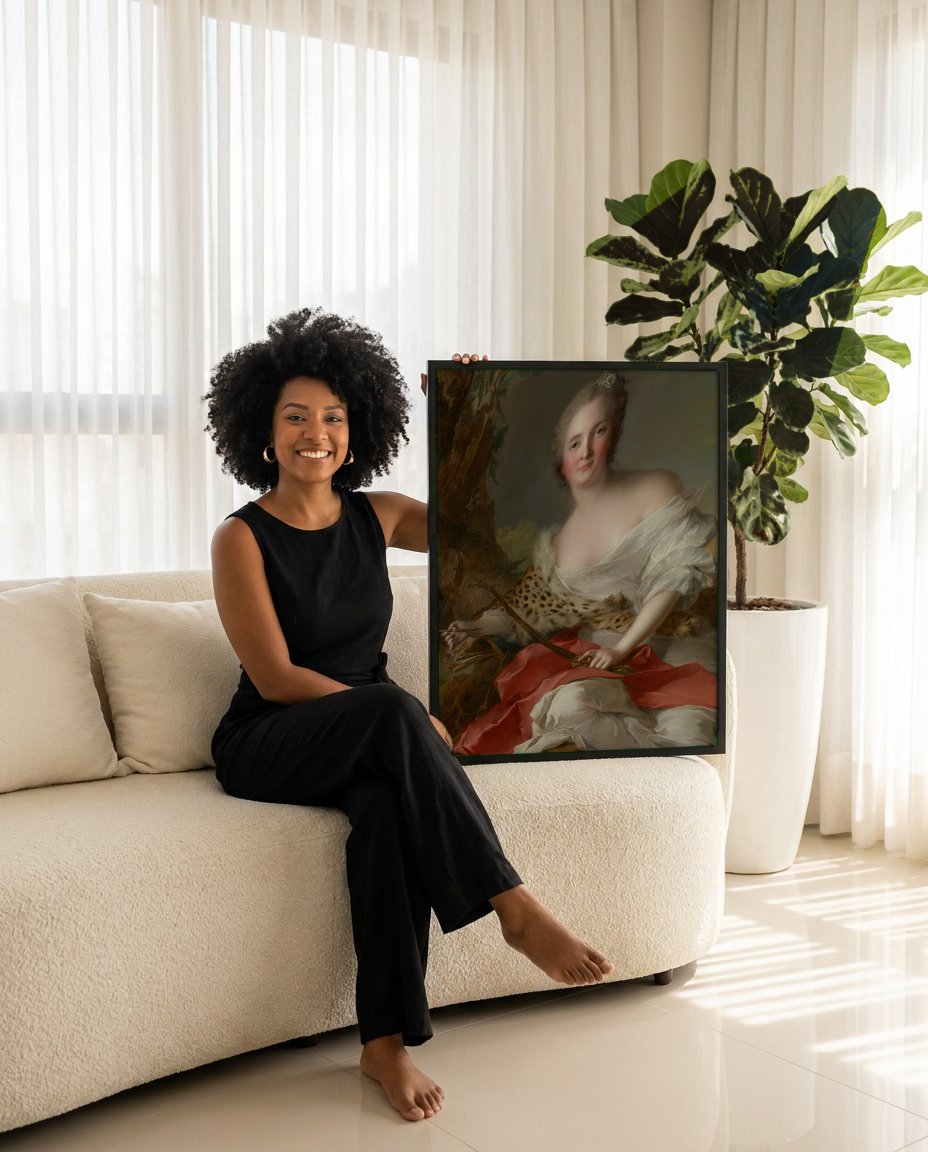 Quadro Decorativo Senhora com Arco - Jean-Marc Nattier com modelo em ambiente