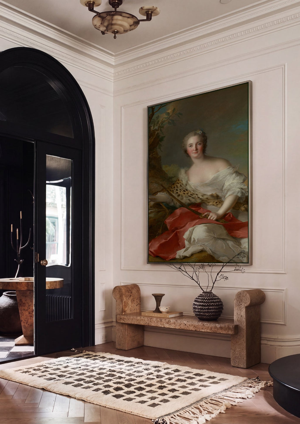 Quadro Decorativo Senhora com Arco - Jean-Marc Nattier em ambiente decorado