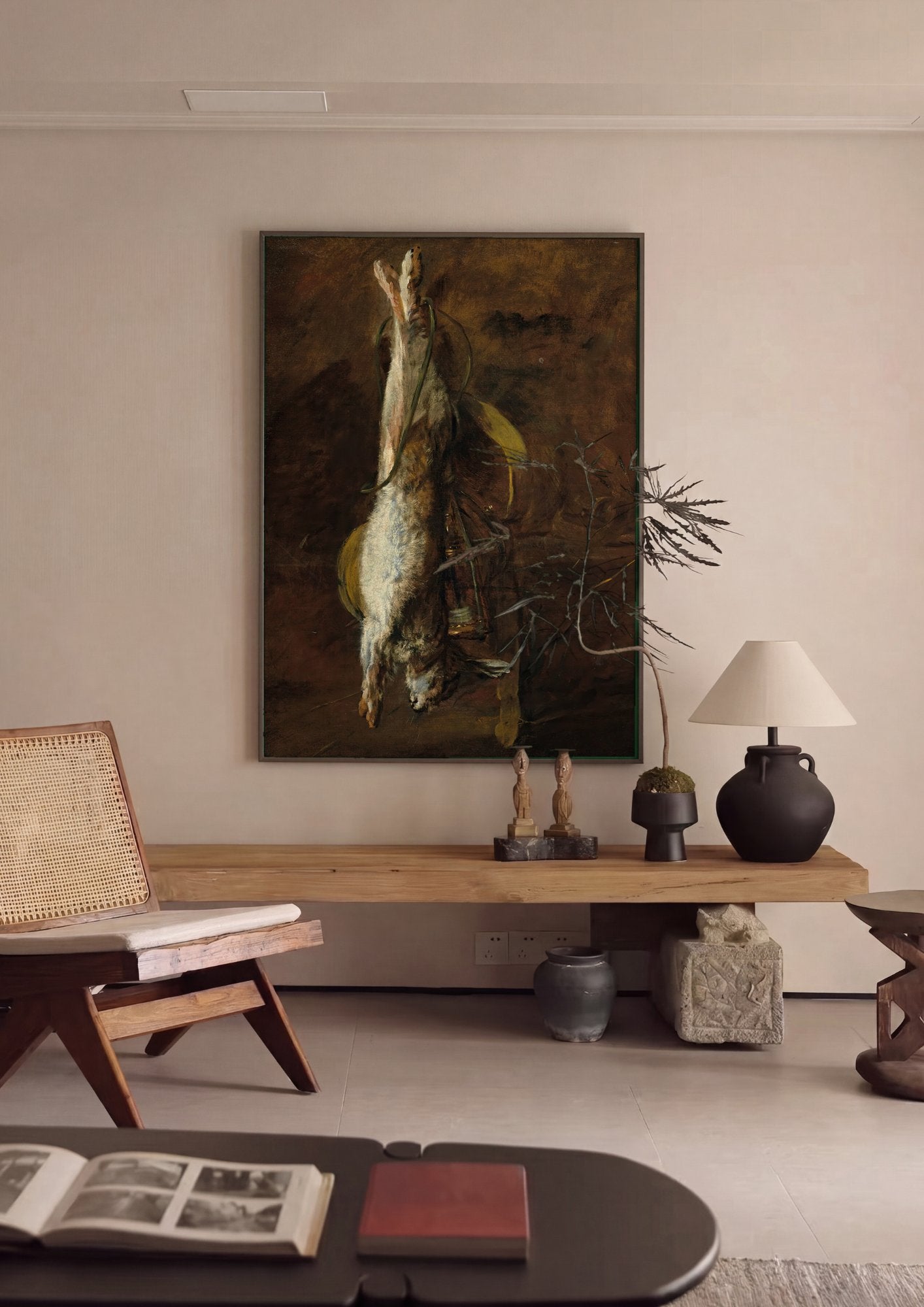 Quadro Decorativo A Lebre Pendurada - Jean Siméon Chardin em ambiente decorado