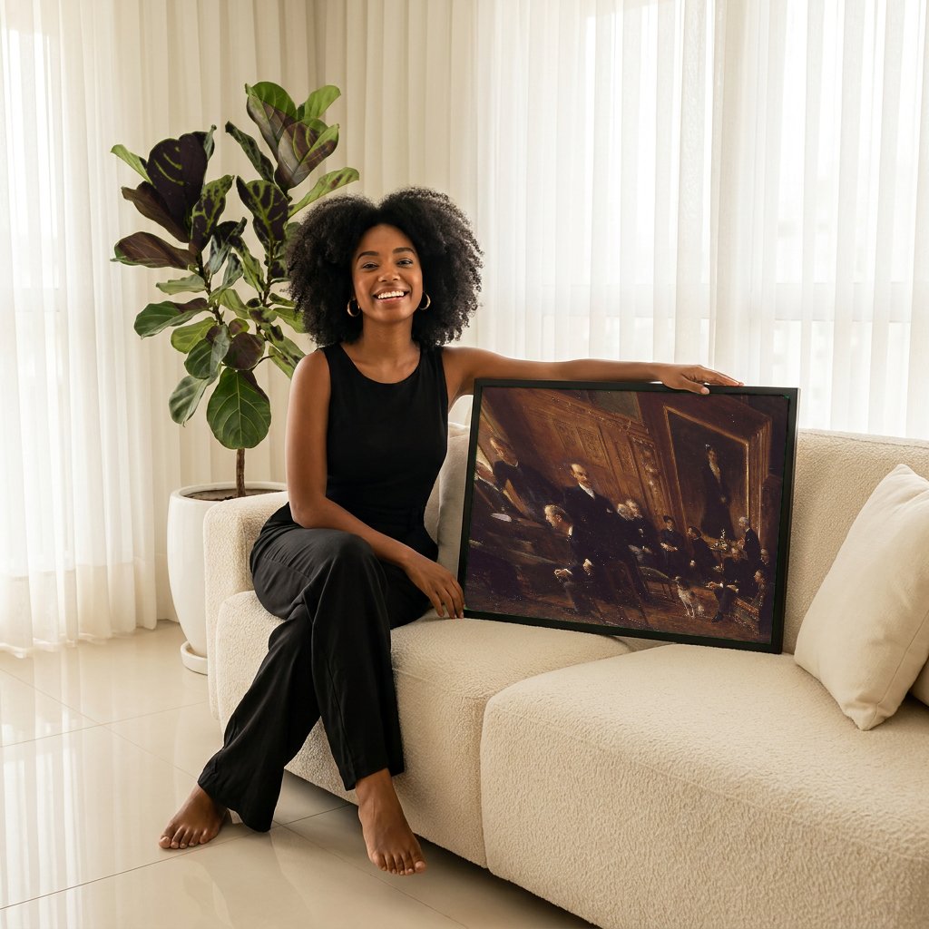 Quadro Decorativo: Encontro na Sala - Jean Béraud com modelo em ambiente