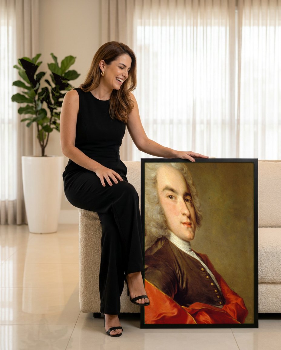 Quadro Decorativo Retrato de Homem - Jean-Marc Nattier com modelo em ambiente