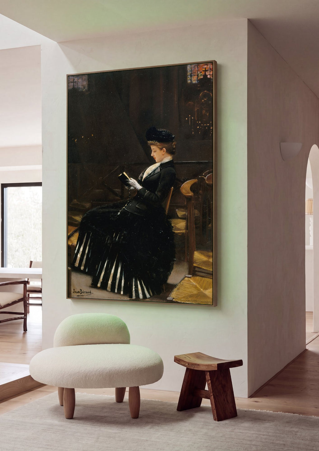 Quadro Decorativo A Leitora Piedosa – Jean Béraud em ambiente decorado