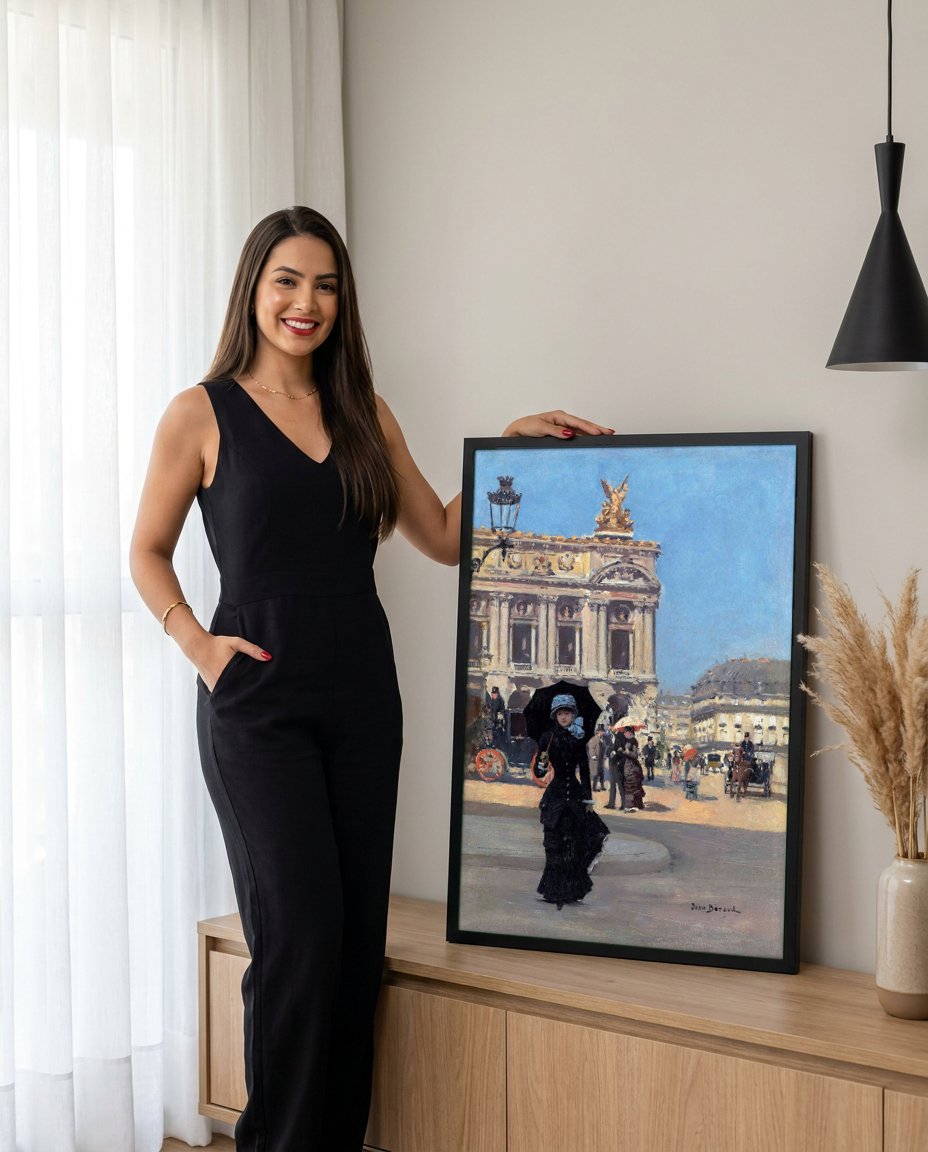 Quadro Decorativo A Saída da Ópera - Jean Béraud com modelo em ambiente