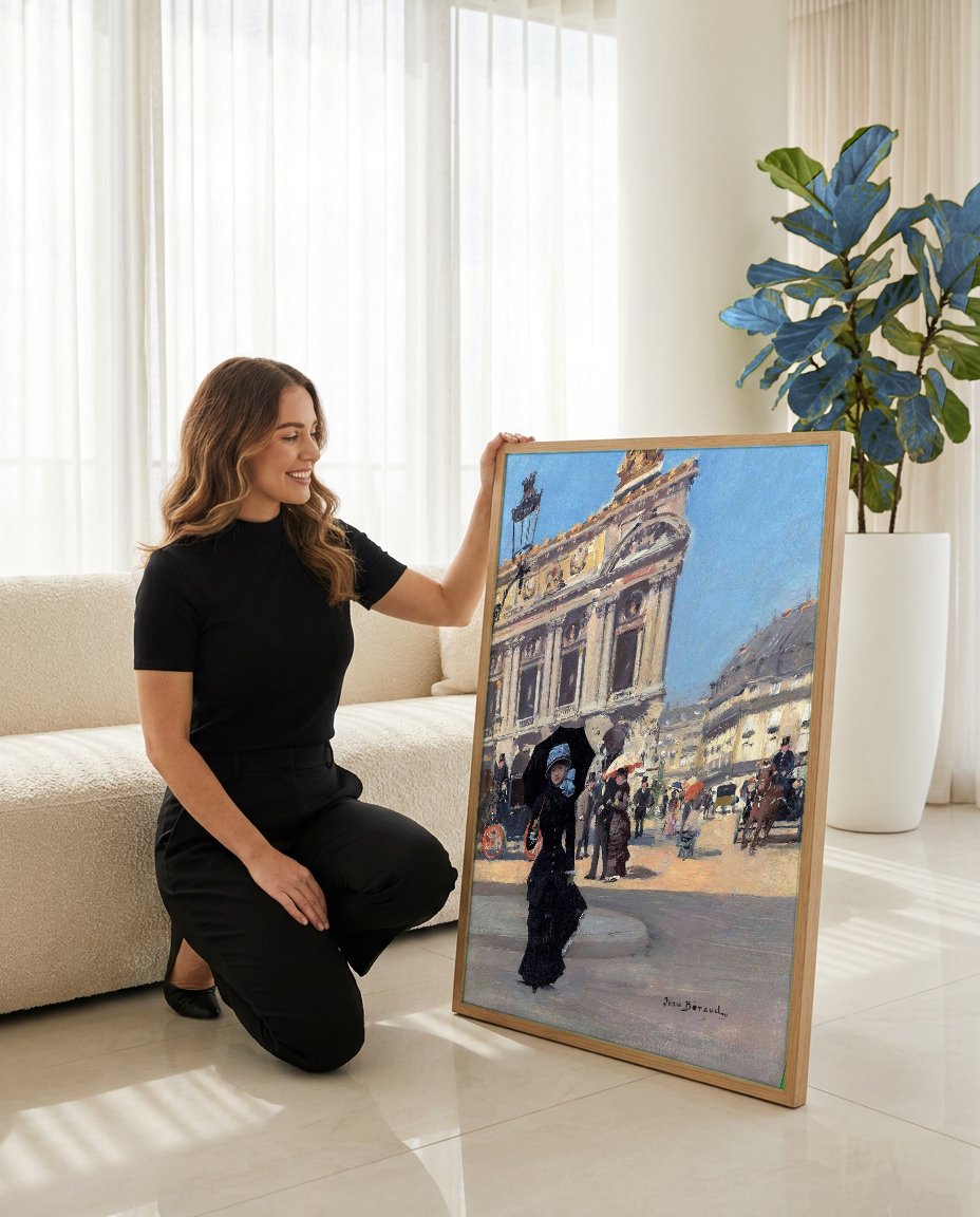 Quadro Decorativo A Saída da Ópera - Jean Béraud com modelo em ambiente