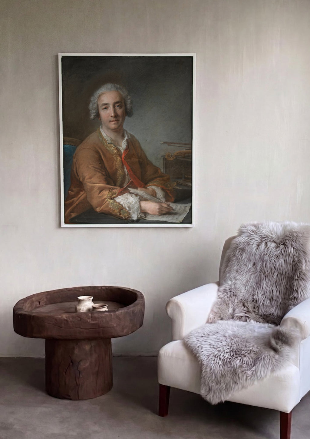 Quadro Decorativo Retrato de Músico - Jean-Marc Nattier em ambiente decorado