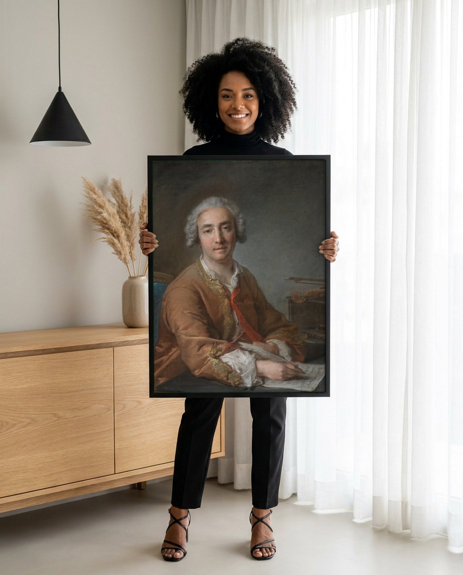 Quadro Decorativo Retrato de Músico - Jean-Marc Nattier com modelo em ambiente
