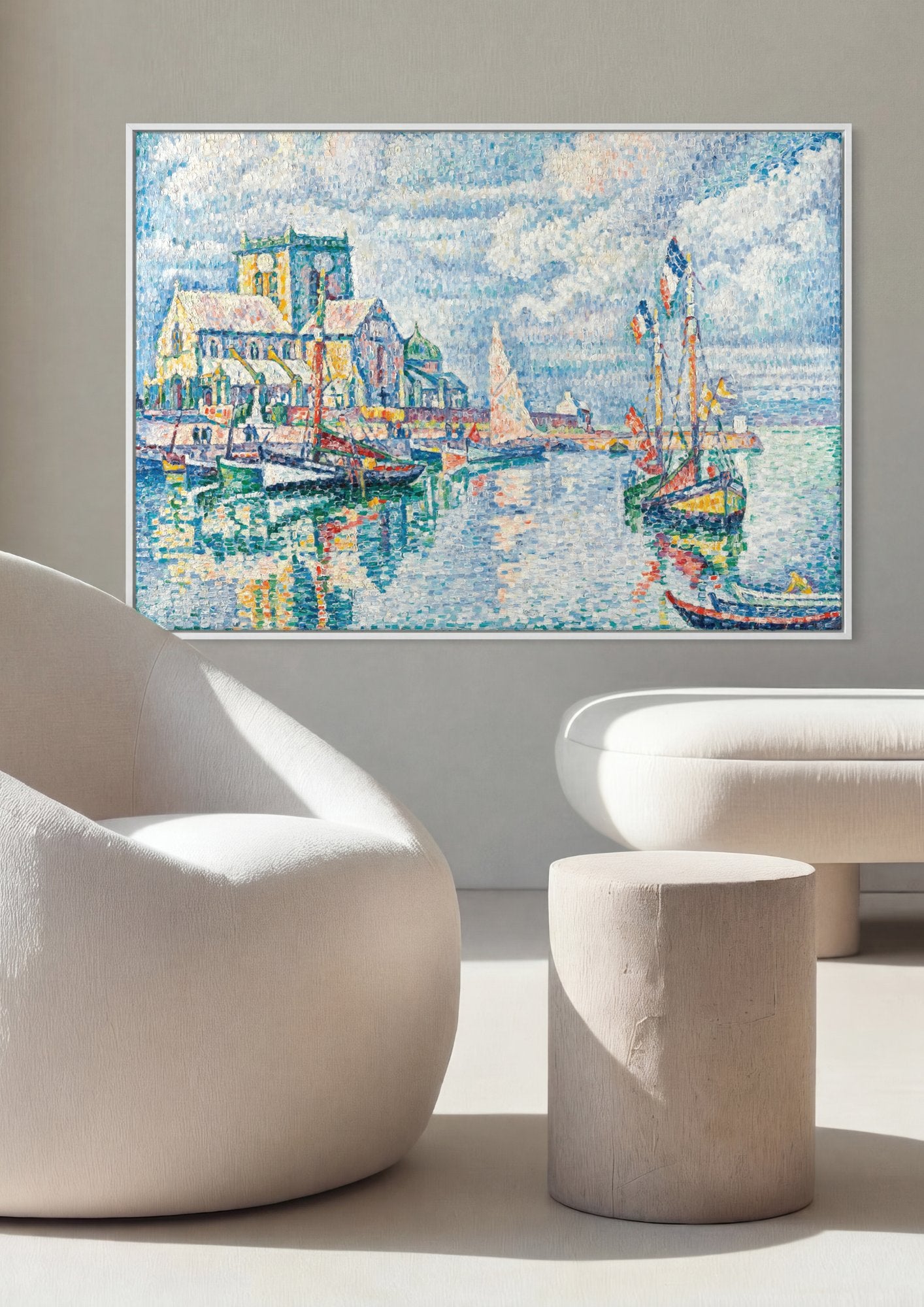 Quadro Decorativo Marinha em Concarneau - Paul Signac em ambiente decorado