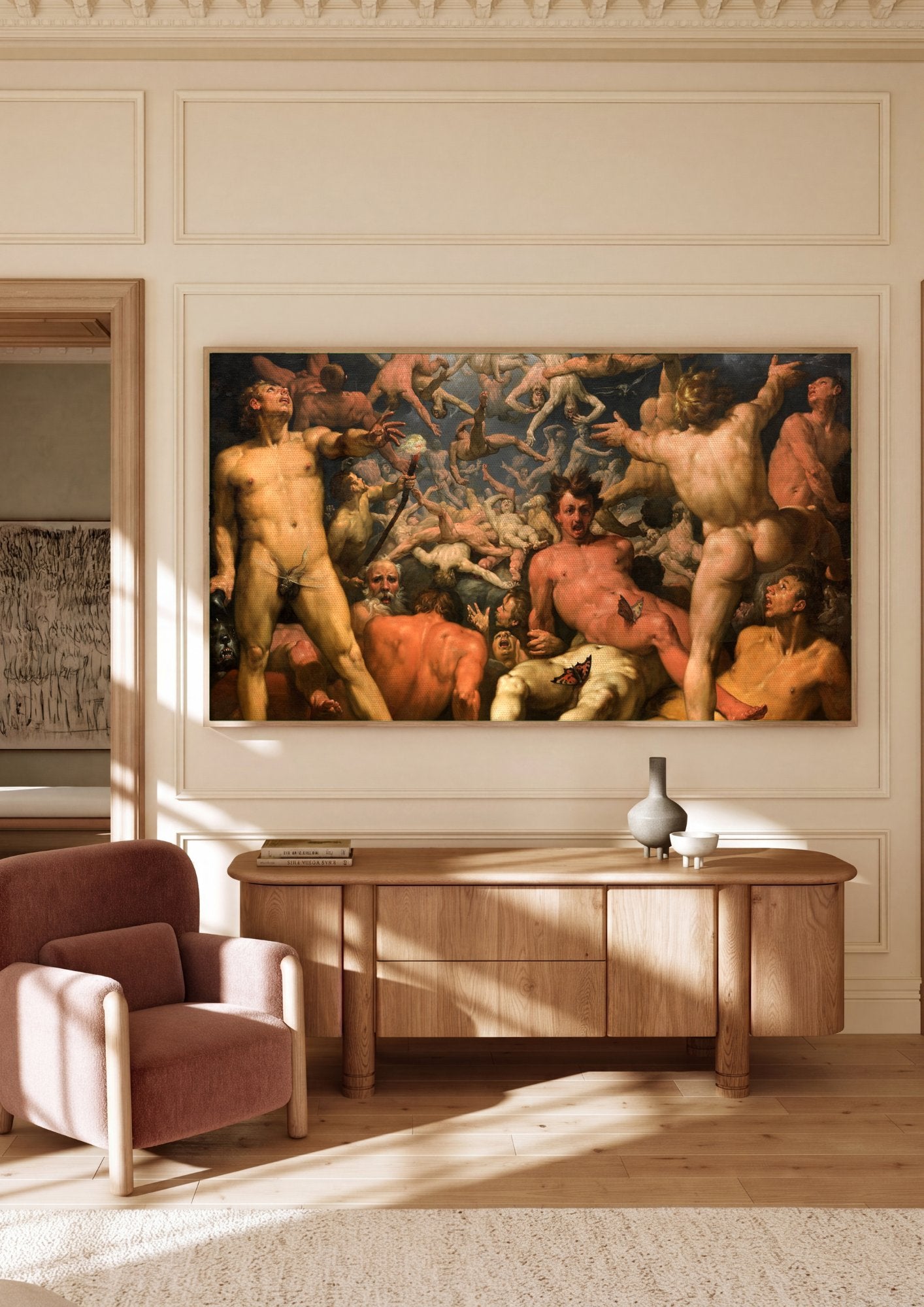 Quadro Decorativo A Queda dos Anjos Rebeldes - Rubens em ambiente decorado